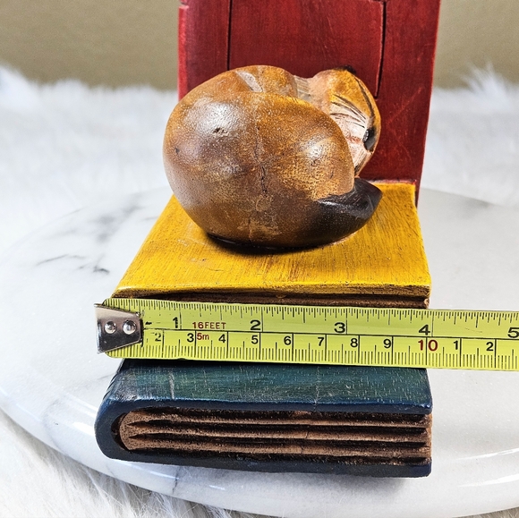 Vintage Hand Carved Heavy Wooden Cat Kitten Bookend Set From Thailand MCM - Picture 9 of 12